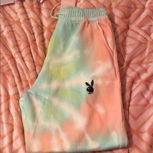 Tie dye playboy x Missguided joggers.